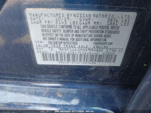 Photo 8 VIN: 3N1AB7AP1KY427606 - NISSAN SENTRA 