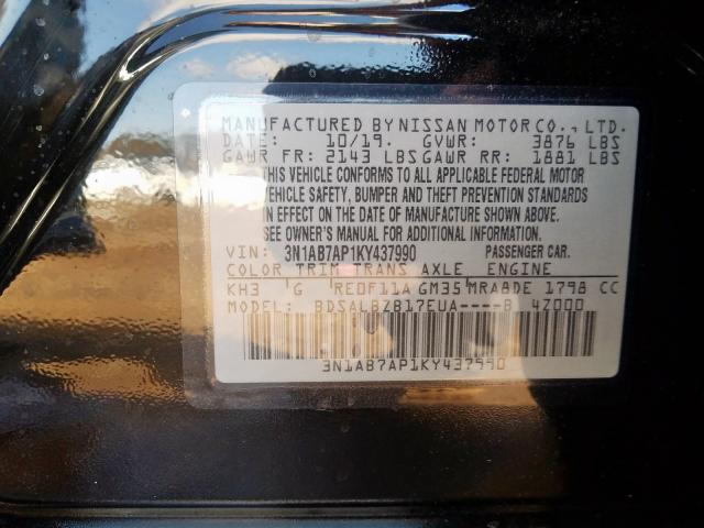 Photo 9 VIN: 3N1AB7AP1KY437990 - NISSAN SENTRA S 