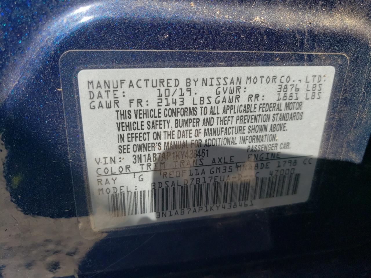 Photo 11 VIN: 3N1AB7AP1KY438461 - NISSAN SENTRA 