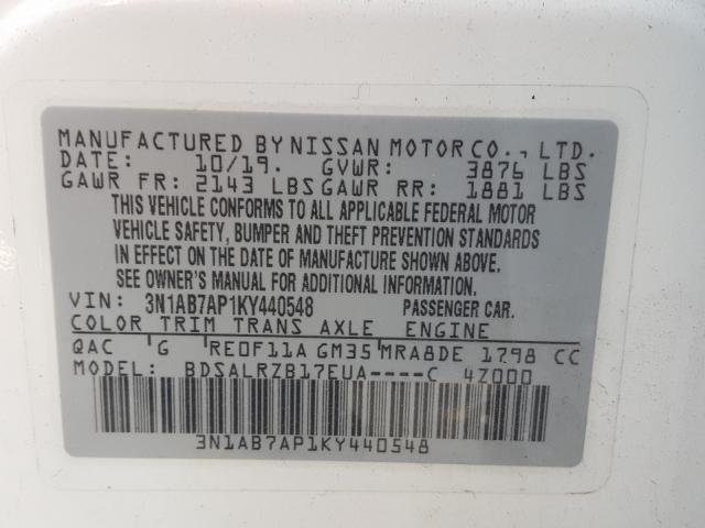 Photo 9 VIN: 3N1AB7AP1KY440548 - NISSAN SENTRA S 