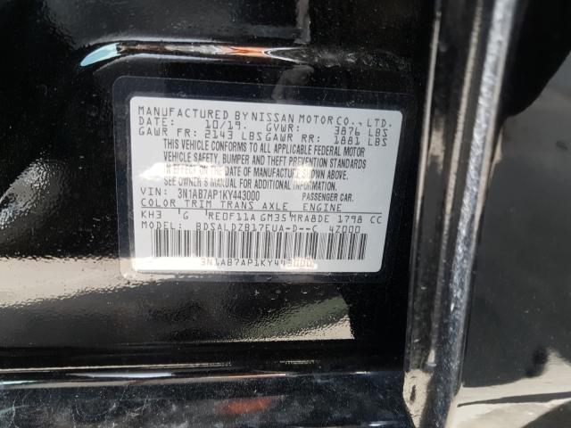 Photo 9 VIN: 3N1AB7AP1KY443000 - NISSAN SENTRA S 