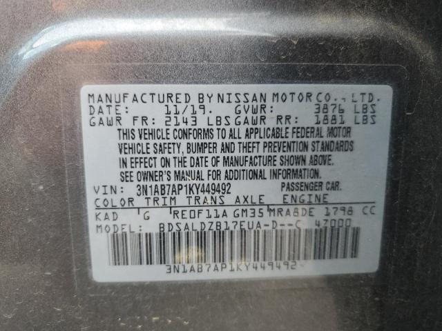 Photo 11 VIN: 3N1AB7AP1KY449492 - NISSAN SENTRA S 