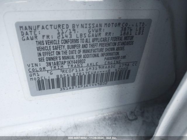 Photo 8 VIN: 3N1AB7AP1KY449802 - NISSAN SENTRA 