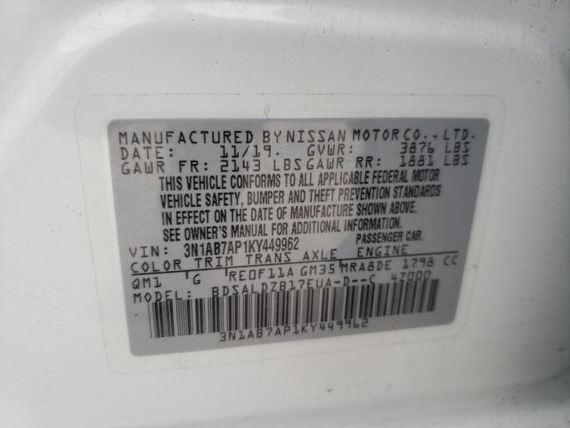 Photo 9 VIN: 3N1AB7AP1KY449962 - NISSAN SENTRA S 