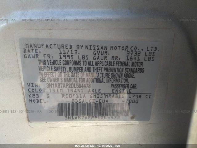 Photo 8 VIN: 3N1AB7AP2DL564473 - NISSAN SENTRA 