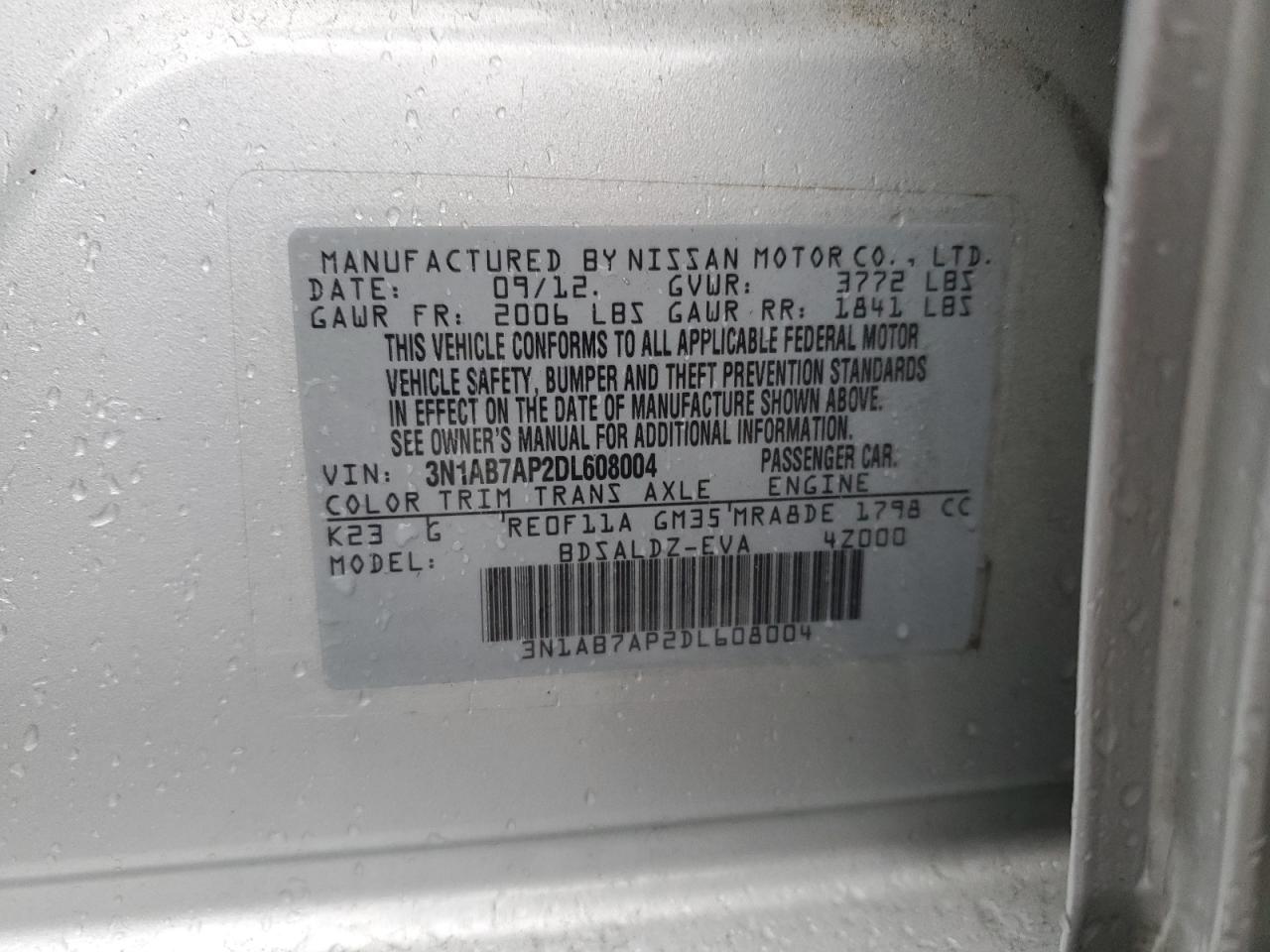 Photo 12 VIN: 3N1AB7AP2DL608004 - NISSAN SENTRA 