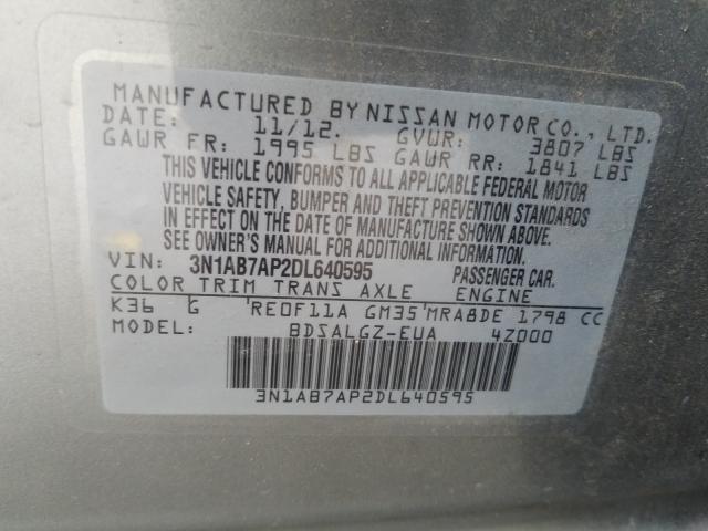 Photo 9 VIN: 3N1AB7AP2DL640595 - NISSAN SENTRA S 