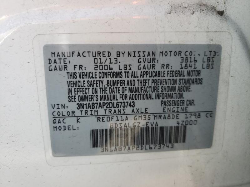 Photo 9 VIN: 3N1AB7AP2DL673743 - NISSAN SENTRA S 