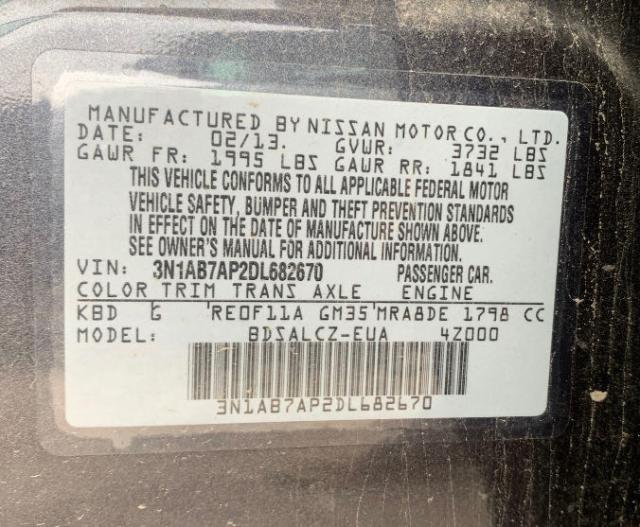 Photo 9 VIN: 3N1AB7AP2DL682670 - NISSAN SENTRA S 