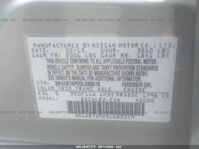 Photo 8 VIN: 3N1AB7AP2DL685519 - NISSAN SENTRA S 