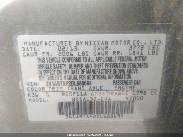 Photo 8 VIN: 3N1AB7AP2DL688694 - NISSAN SENTRA 