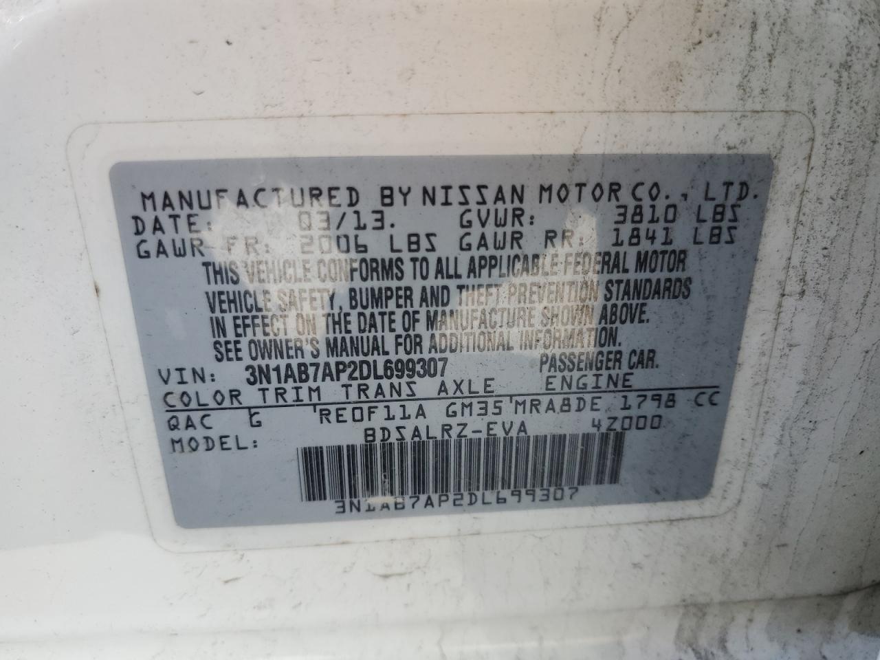 Photo 11 VIN: 3N1AB7AP2DL699307 - NISSAN SENTRA 