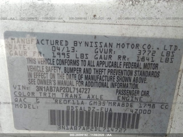 Photo 8 VIN: 3N1AB7AP2DL714727 - NISSAN SENTRA 