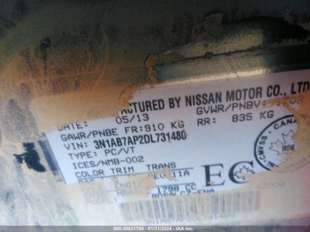 Photo 8 VIN: 3N1AB7AP2DL731480 - NISSAN SENTRA 