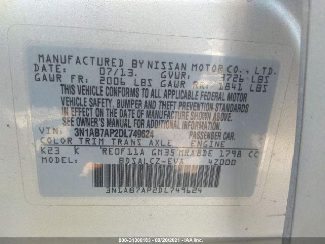 Photo 8 VIN: 3N1AB7AP2DL749624 - NISSAN SENTRA 