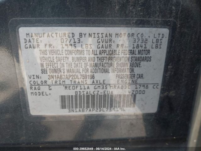 Photo 8 VIN: 3N1AB7AP2DL759196 - NISSAN SENTRA 