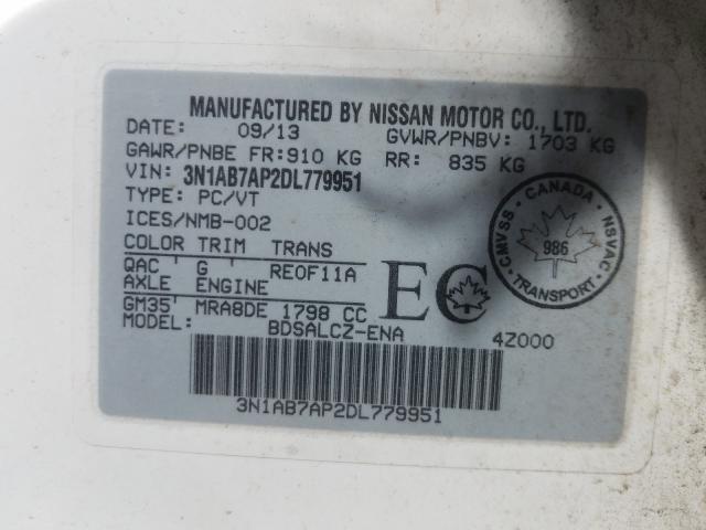 Photo 9 VIN: 3N1AB7AP2DL779951 - NISSAN SENTRA S 