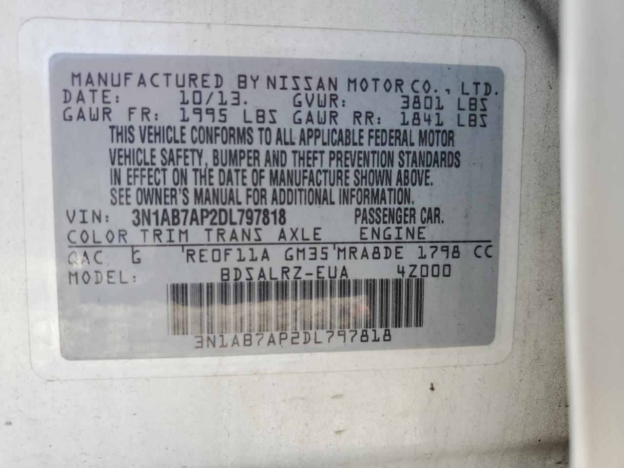 Photo 11 VIN: 3N1AB7AP2DL797818 - NISSAN SENTRA 