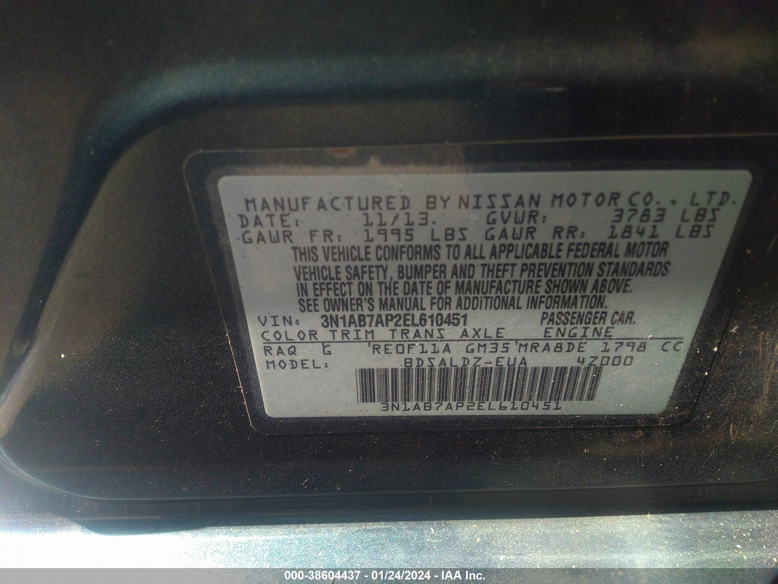 Photo 8 VIN: 3N1AB7AP2EL610451 - NISSAN SENTRA 