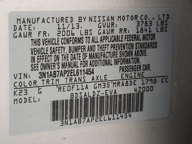 Photo 9 VIN: 3N1AB7AP2EL611454 - NISSAN SENTRA S 