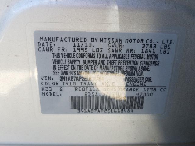 Photo 9 VIN: 3N1AB7AP2EL618484 - NISSAN SENTRA S 