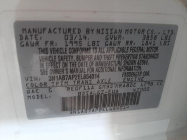 Photo 9 VIN: 3N1AB7AP2EL654014 - NISSAN SENTRA S 