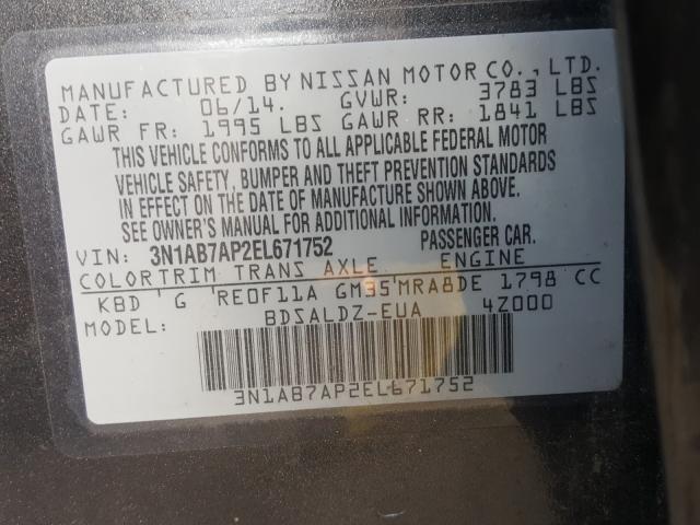 Photo 9 VIN: 3N1AB7AP2EL671752 - NISSAN SENTRA S 