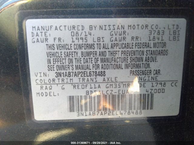 Photo 8 VIN: 3N1AB7AP2EL678488 - NISSAN SENTRA 