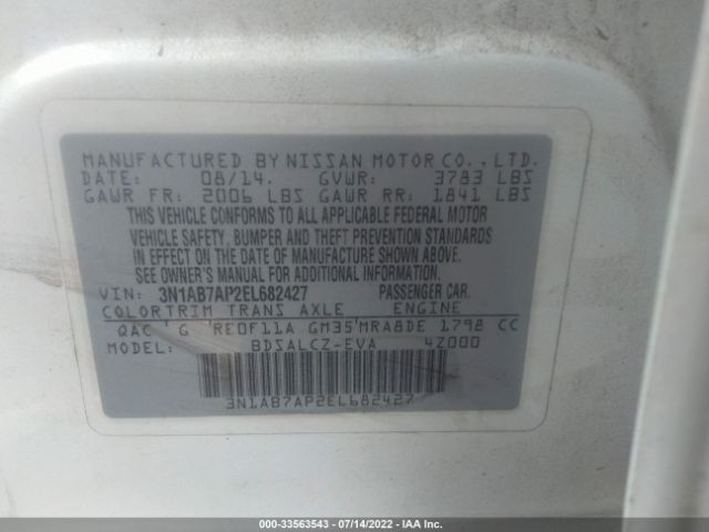 Photo 8 VIN: 3N1AB7AP2EL682427 - NISSAN SENTRA 