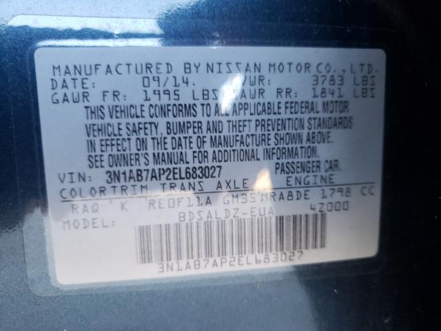 Photo 9 VIN: 3N1AB7AP2EL683027 - NISSAN SENTRA S 