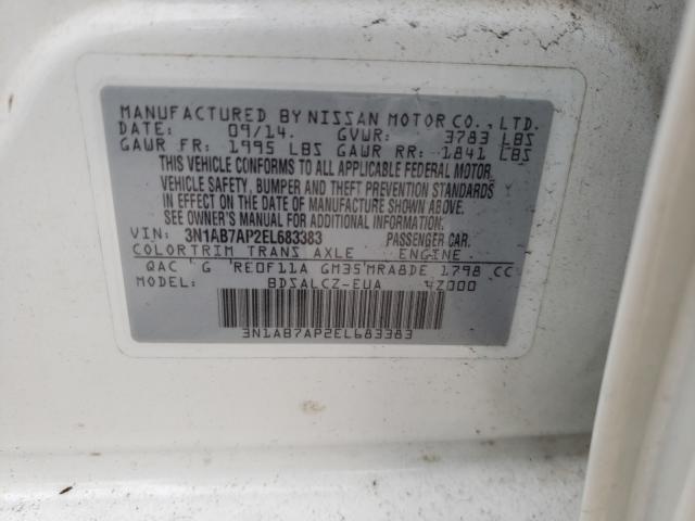 Photo 9 VIN: 3N1AB7AP2EL683383 - NISSAN SENTRA S 