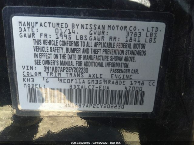 Photo 8 VIN: 3N1AB7AP2EY202230 - NISSAN SENTRA 