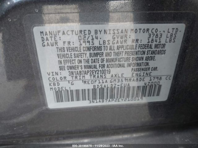 Photo 8 VIN: 3N1AB7AP2EY210019 - NISSAN SENTRA 