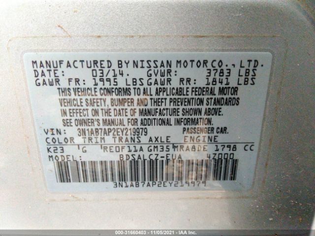 Photo 8 VIN: 3N1AB7AP2EY219979 - NISSAN SENTRA 