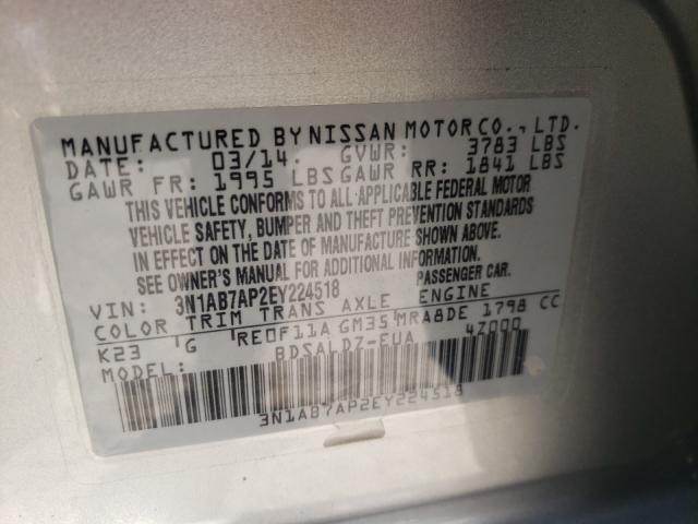 Photo 9 VIN: 3N1AB7AP2EY224518 - NISSAN SENTRA S 