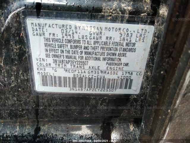 Photo 8 VIN: 3N1AB7AP2EY225507 - NISSAN SENTRA 