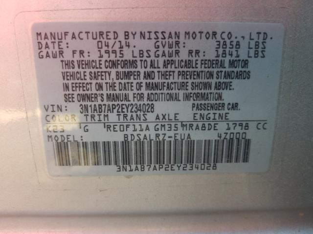 Photo 9 VIN: 3N1AB7AP2EY234028 - NISSAN SENTRA S 