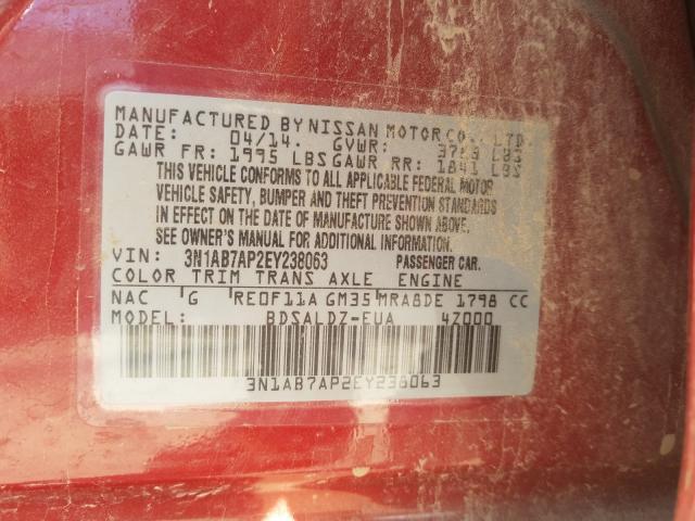 Photo 9 VIN: 3N1AB7AP2EY238063 - NISSAN SENTRA S 