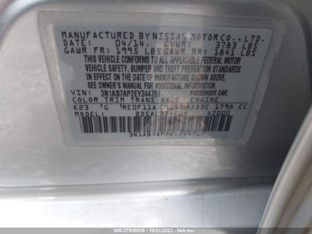 Photo 8 VIN: 3N1AB7AP2EY244767 - NISSAN SENTRA 