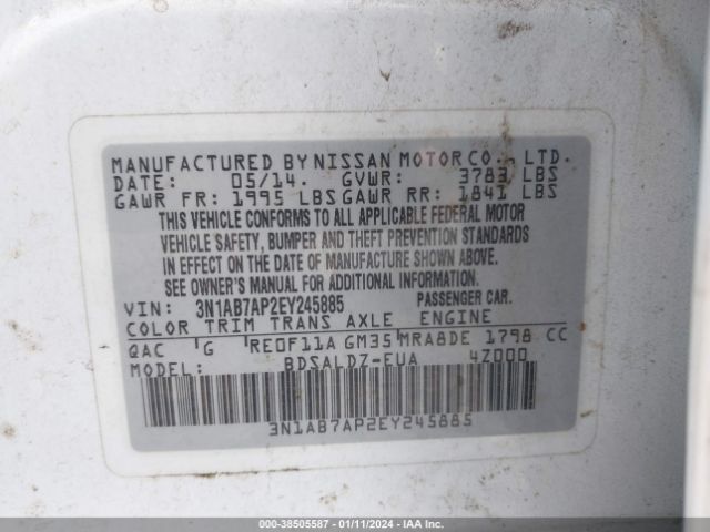 Photo 8 VIN: 3N1AB7AP2EY245885 - NISSAN SENTRA 