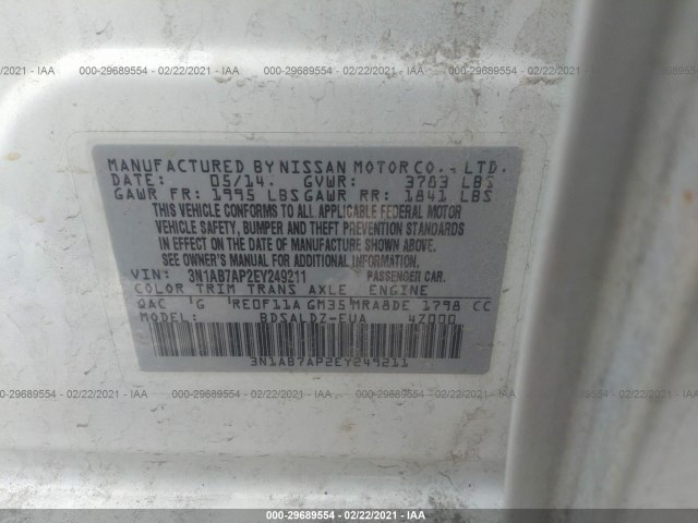 Photo 8 VIN: 3N1AB7AP2EY249211 - NISSAN SENTRA 