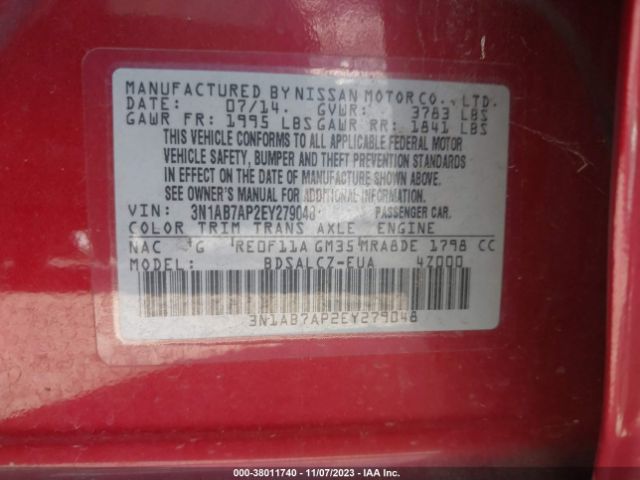 Photo 8 VIN: 3N1AB7AP2EY279048 - NISSAN SENTRA 