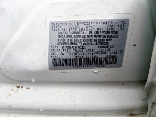 Photo 9 VIN: 3N1AB7AP2EY283424 - NISSAN SENTRA S 