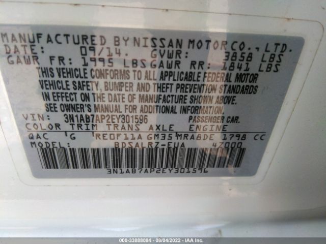 Photo 8 VIN: 3N1AB7AP2EY301596 - NISSAN SENTRA 