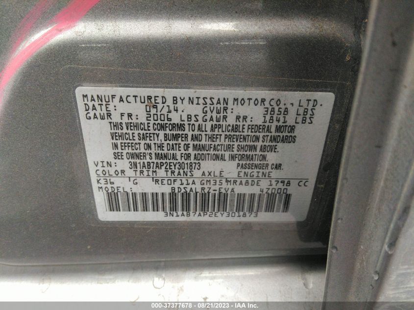 Photo 8 VIN: 3N1AB7AP2EY301873 - NISSAN SENTRA 