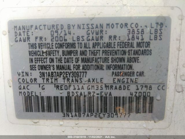 Photo 8 VIN: 3N1AB7AP2EY309777 - NISSAN SENTRA 