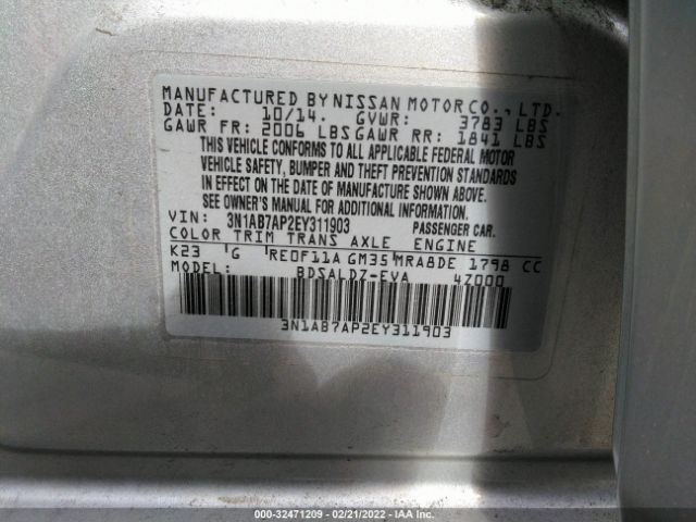 Photo 8 VIN: 3N1AB7AP2EY311903 - NISSAN SENTRA 