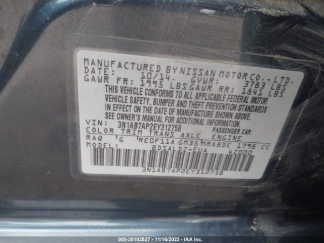 Photo 8 VIN: 3N1AB7AP2EY312758 - NISSAN SENTRA 