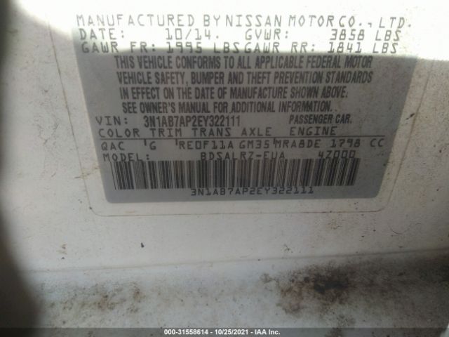 Photo 8 VIN: 3N1AB7AP2EY322111 - NISSAN SENTRA 