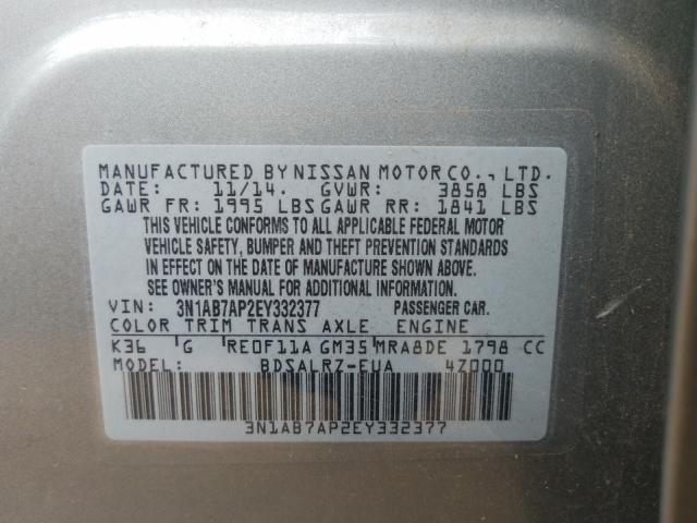 Photo 9 VIN: 3N1AB7AP2EY332377 - NISSAN SENTRA S 